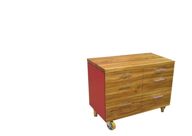  Küchencontainer in Rüster massiv,Korpus mit Linoleum beschichtet